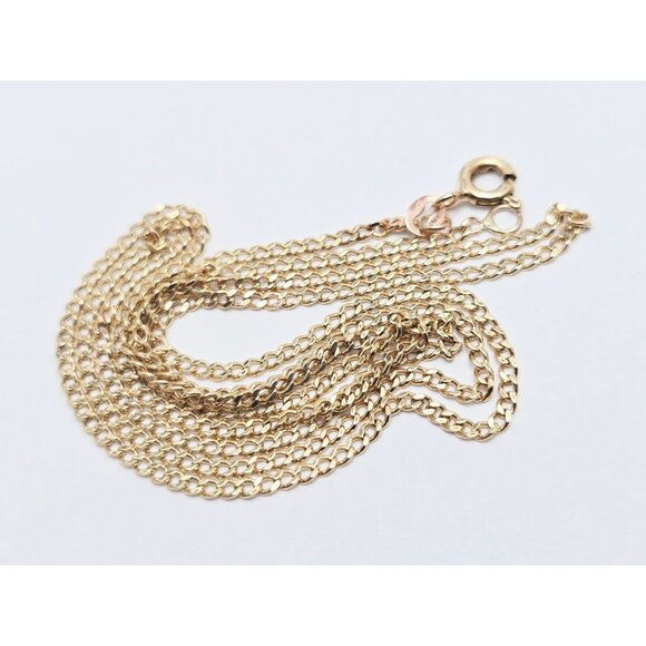 Unique Thin 14K Solid Yellow Gold Designer Cuban Link Chain Necklace 22" Length - Picture 1 of 14